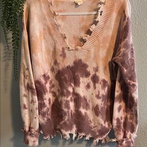 BOGO FREE Fantastic Fawn Tie Dye Sweater Boutique Sweater Distressed Sweater